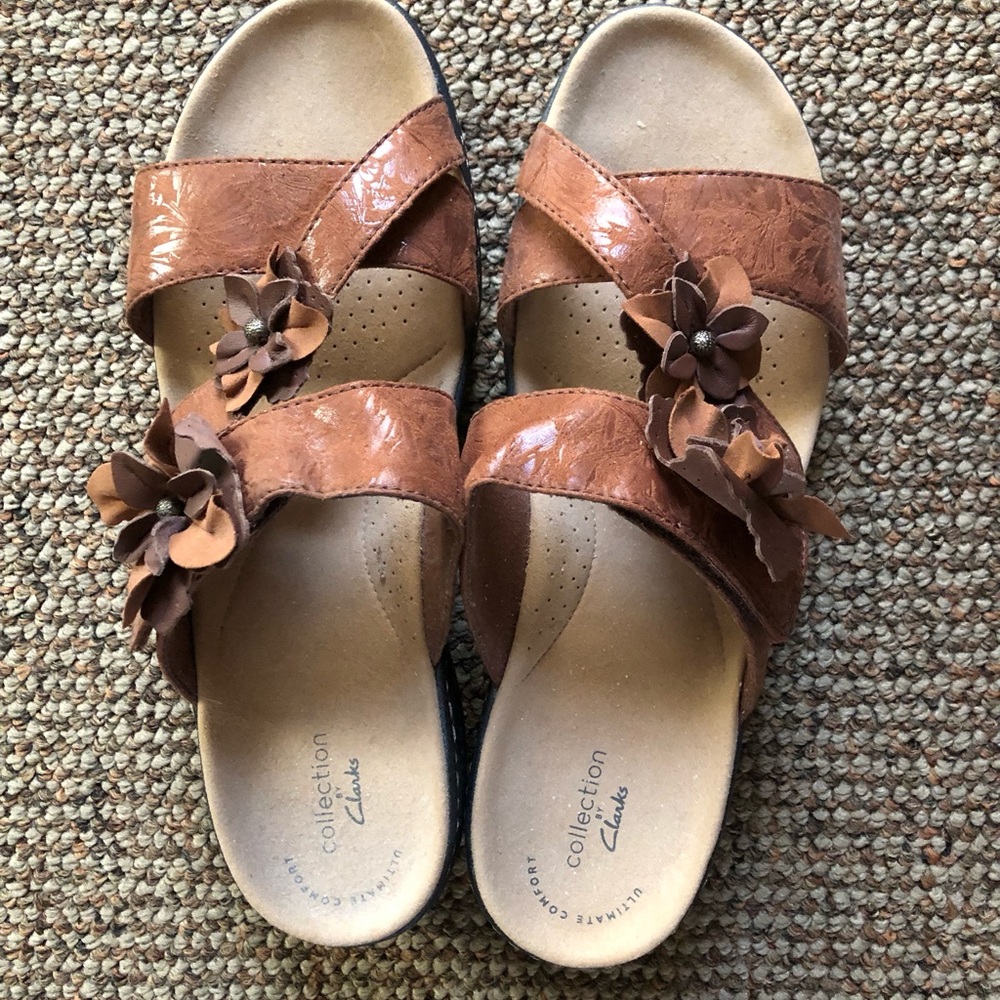 Leather Merliah Violet slide sandal by Clarks